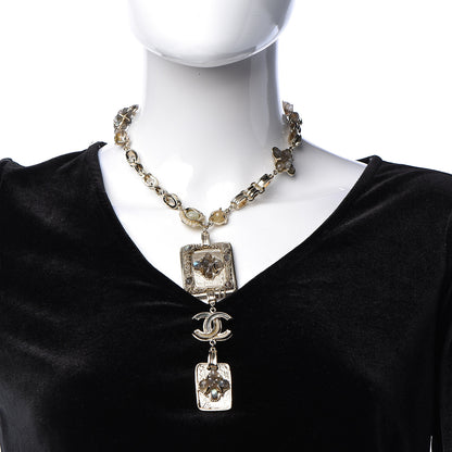 Chanel Crystal CC Chain Pendant Necklace Light Gold 2 of 6