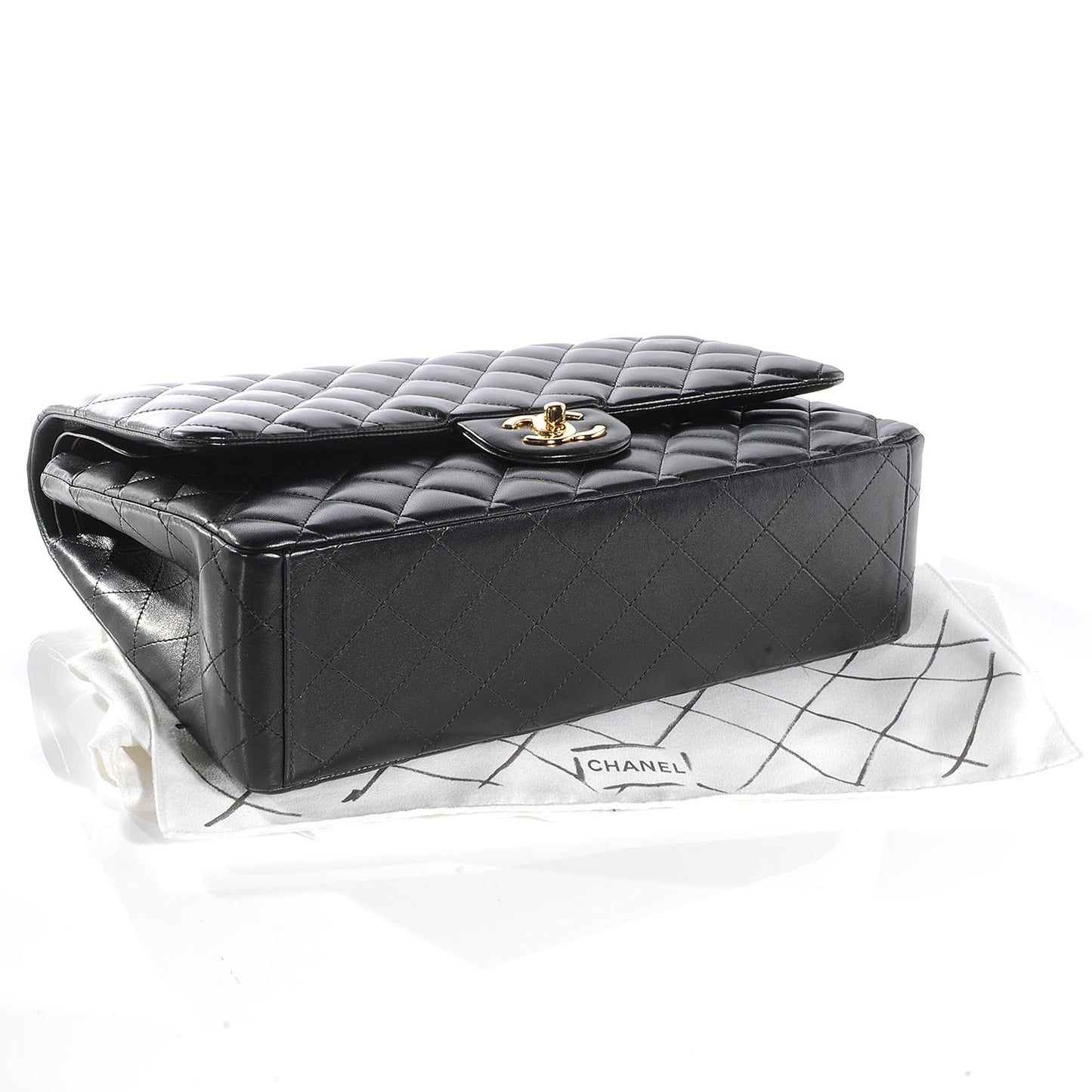 Lambskin Quilted Maxi Double Flap Black