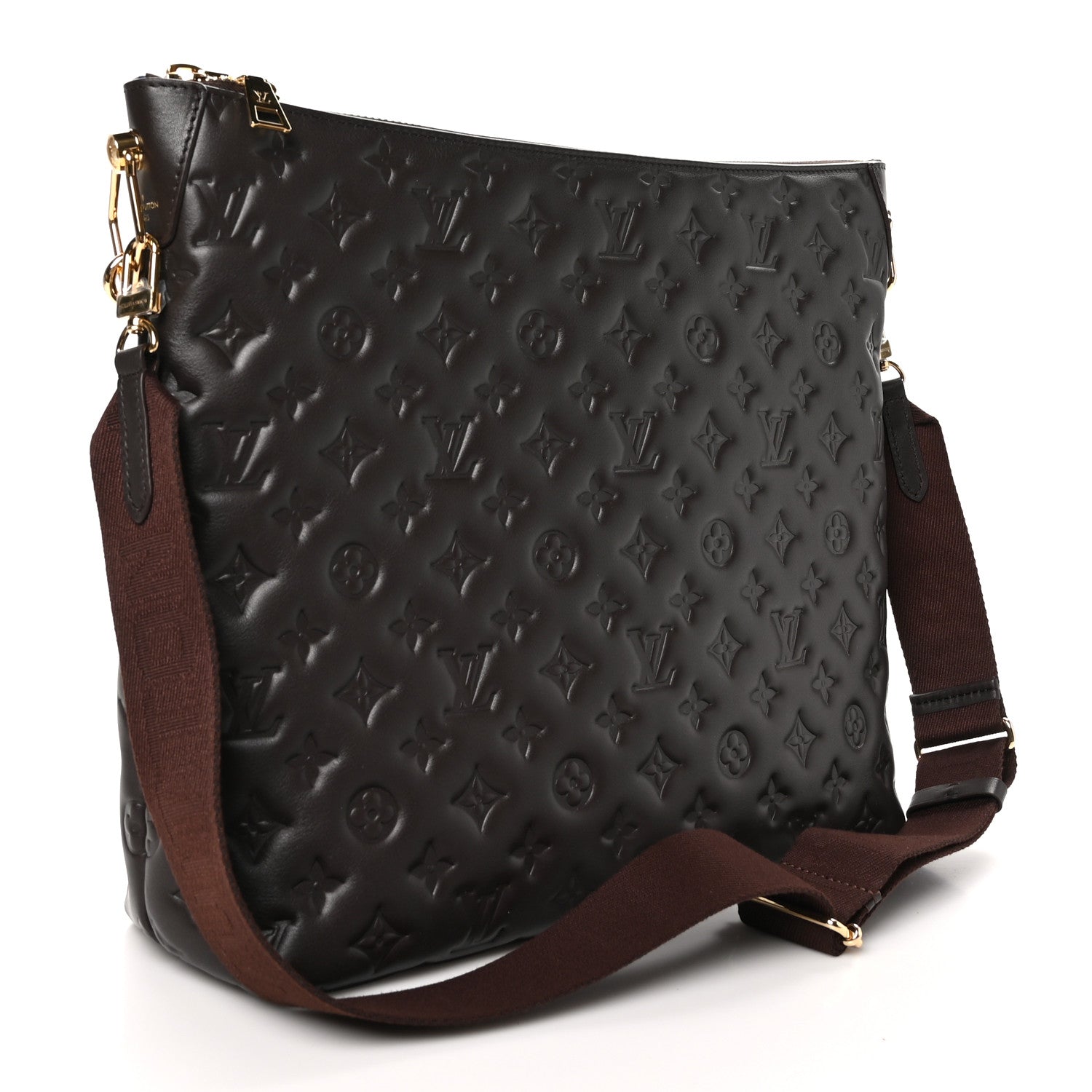 Louis Vuitton Lambskin Embossed Monogram Coussin Hobo MM Chocolat 4 of 11
