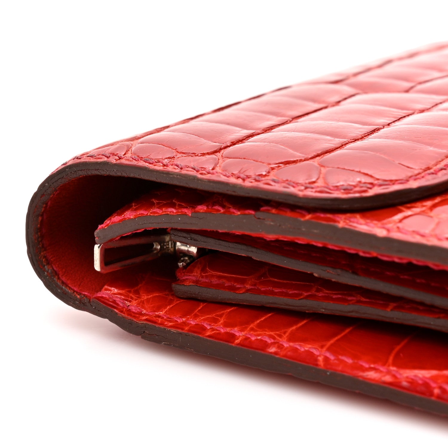 Hermes Shiny Alligator Constance Short Wallet Geranium 11 of 11