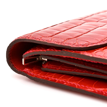 Hermes Shiny Alligator Constance Short Wallet Geranium 11 of 11