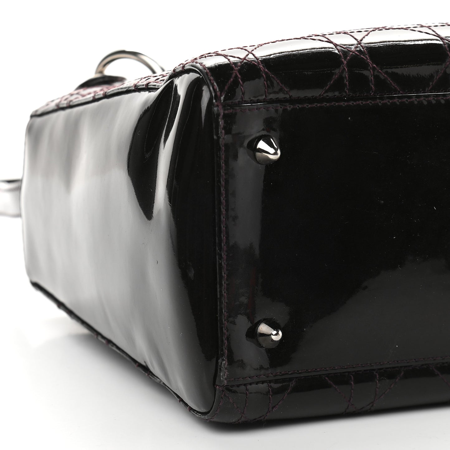 Patent Cannage Stitched Medium Lady Dior Amethyste
