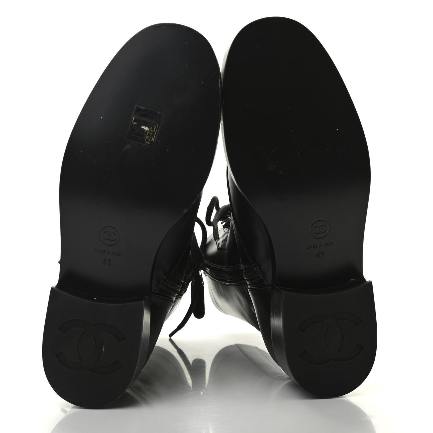 Calfskin Lace Up Combat Boots 41 Black