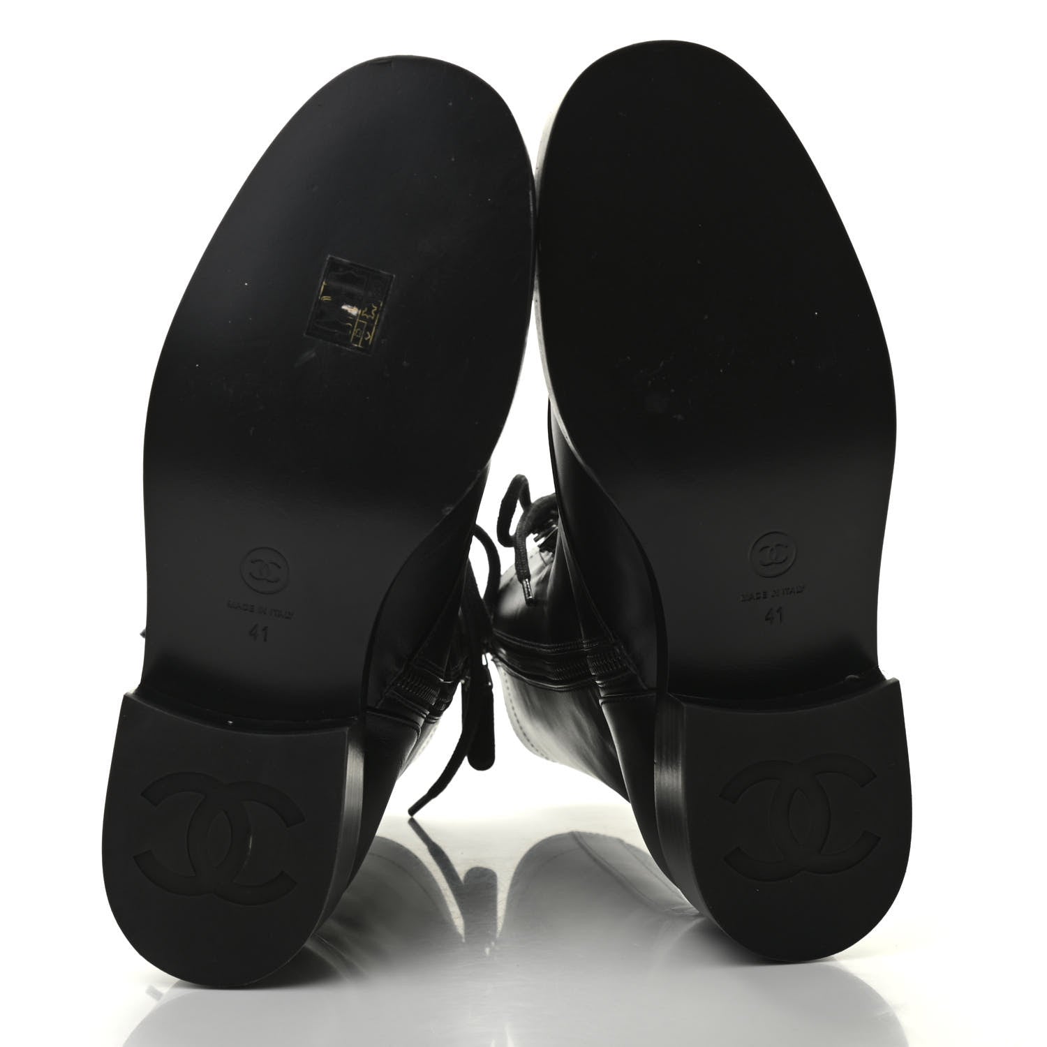 Chanel Calfskin Lace Up Combat Boots 41 Black 5 of 11