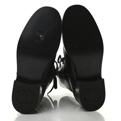 Chanel Calfskin Lace Up Combat Boots 41 Black 5 of 11