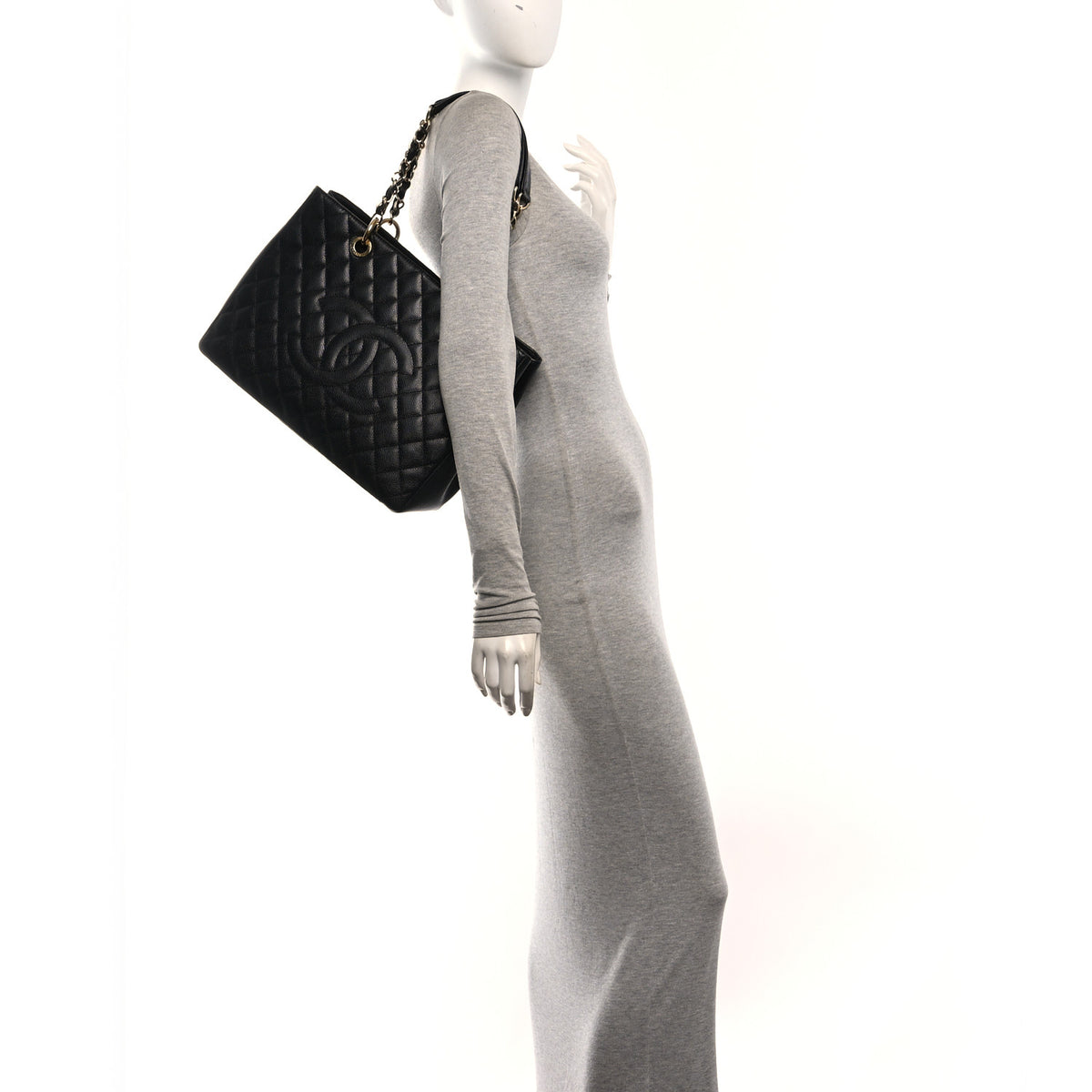 Caviar Quilted Grand Shopping Tote GST Black