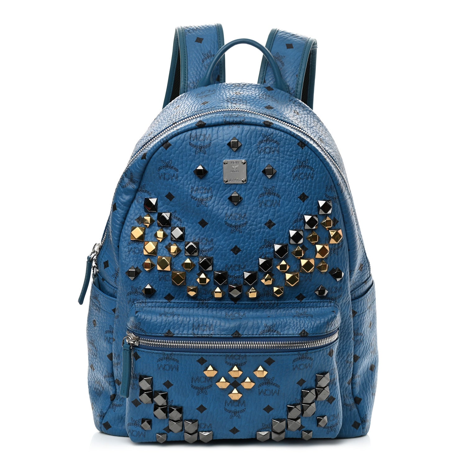 MCM Visetos Studded Medium Stark M Backpack Munich Blue 1 of 10