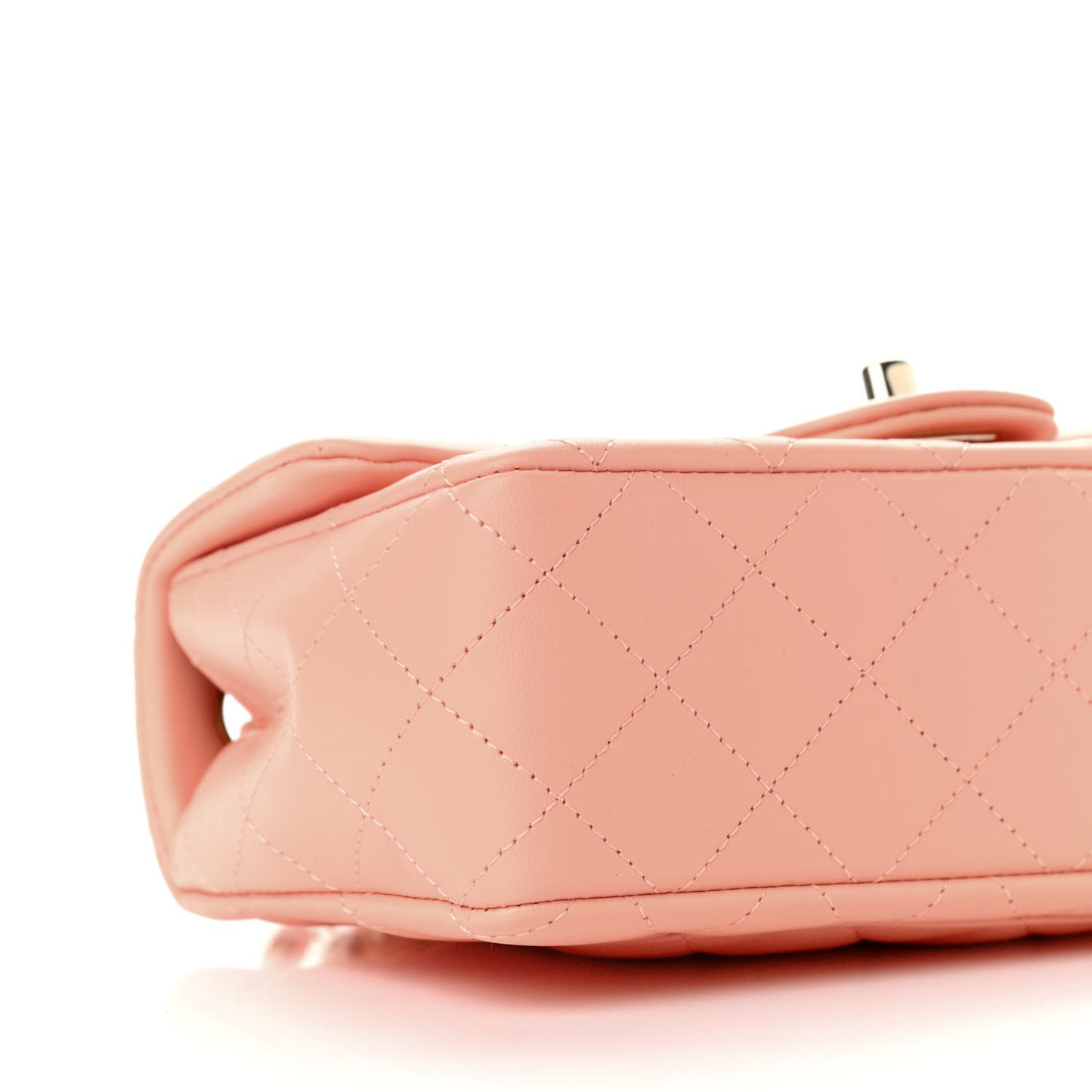 Lambskin Quilted Mini Rectangular Flap Light Orange