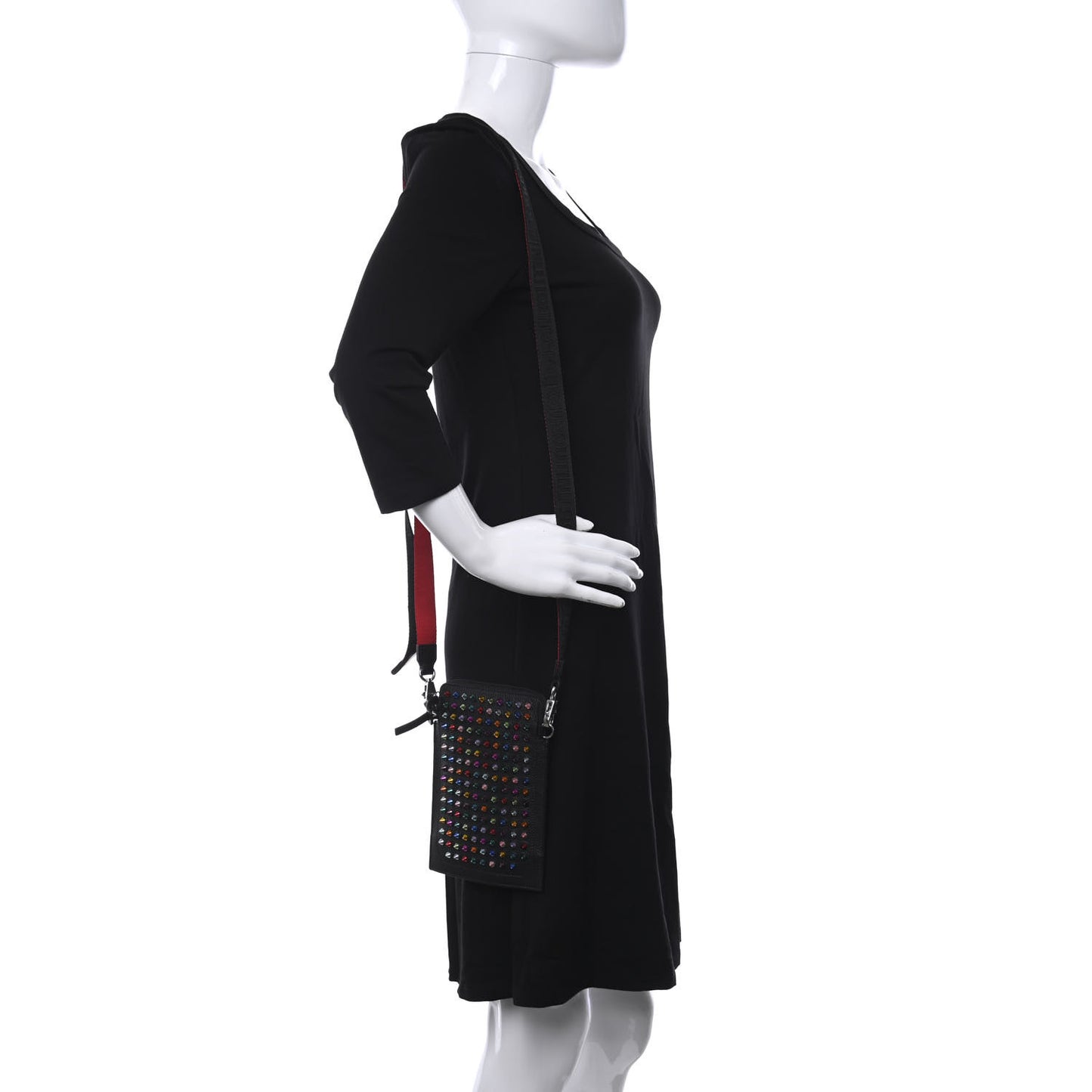 Calfskin Spikes Loubilab Crossbody Bag Black