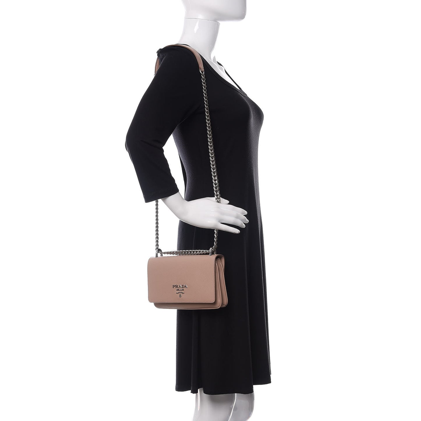 Saffiano Soft Calfskin Chain Crossbody Bag Cipria