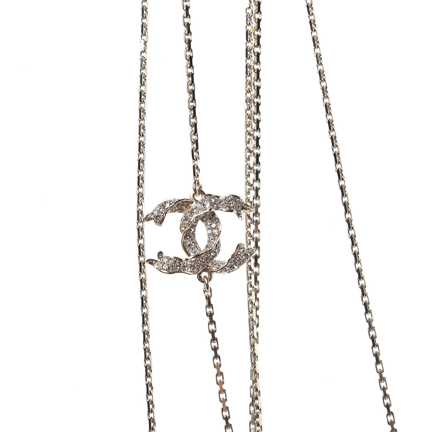 Chanel Crystal Pearl Multi Strand Chain CC Arrow Necklace Gold 5 of 6