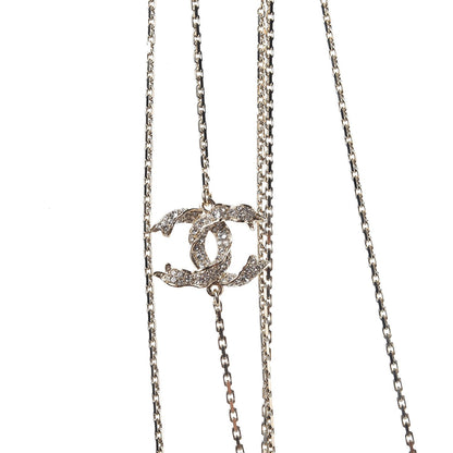 Chanel Crystal Pearl Multi Strand Chain CC Arrow Necklace Gold 5 of 6