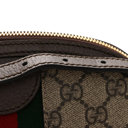 Gucci GG Supreme Monogram Textured Dollar Calfskin Web Small Ophidia Dome Shoulder Bag Beige Ebony New Acero 13 of 14