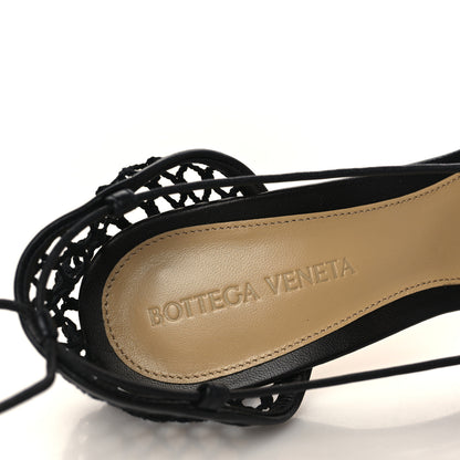 Bottega Veneta Mesh Nappa Stretch Ankle Tie Sandals 37.5 Black 8 of 9