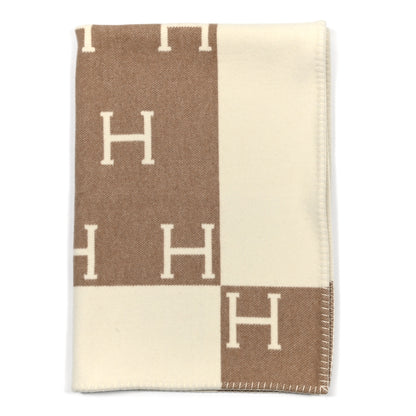 Hermes Wool Cashmere Avalon Baby Blanket Noisette Moyen White 1 of 3