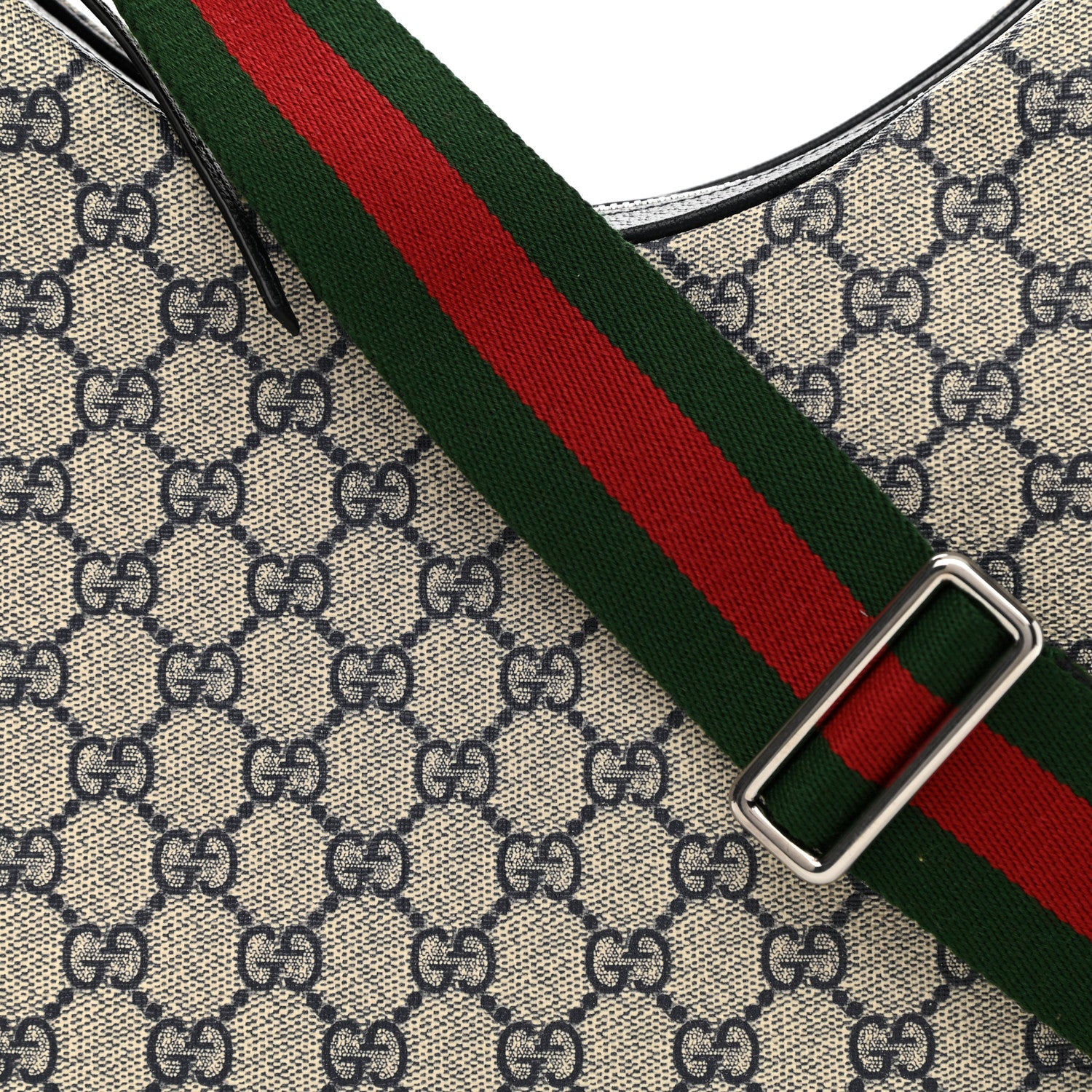 Gucci GG Supreme Monogram Textured Calfskin Web Large Attache Shoulder Bag Beige Blue 8 of 10