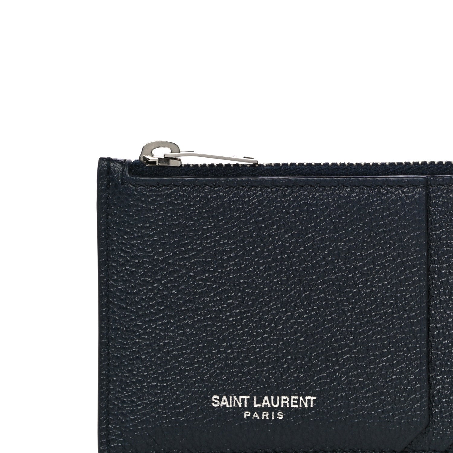 Saint Laurent Grained Calfskin 5 Fragments Zip Pouch Card Holder Deep Marine 7 of 9