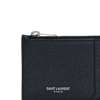 Saint Laurent Grained Calfskin 5 Fragments Zip Pouch Card Holder Deep Marine 7 of 9