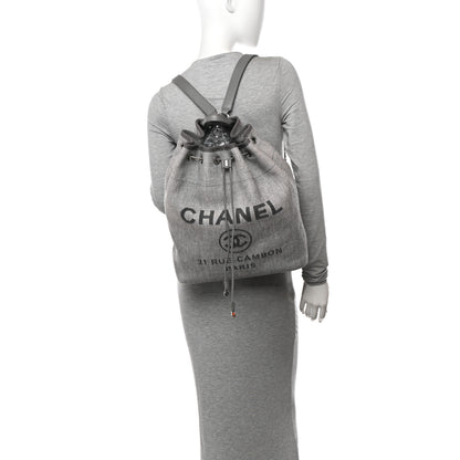 Chanel Canvas Large Deauville Backpack Grey 2 of 14