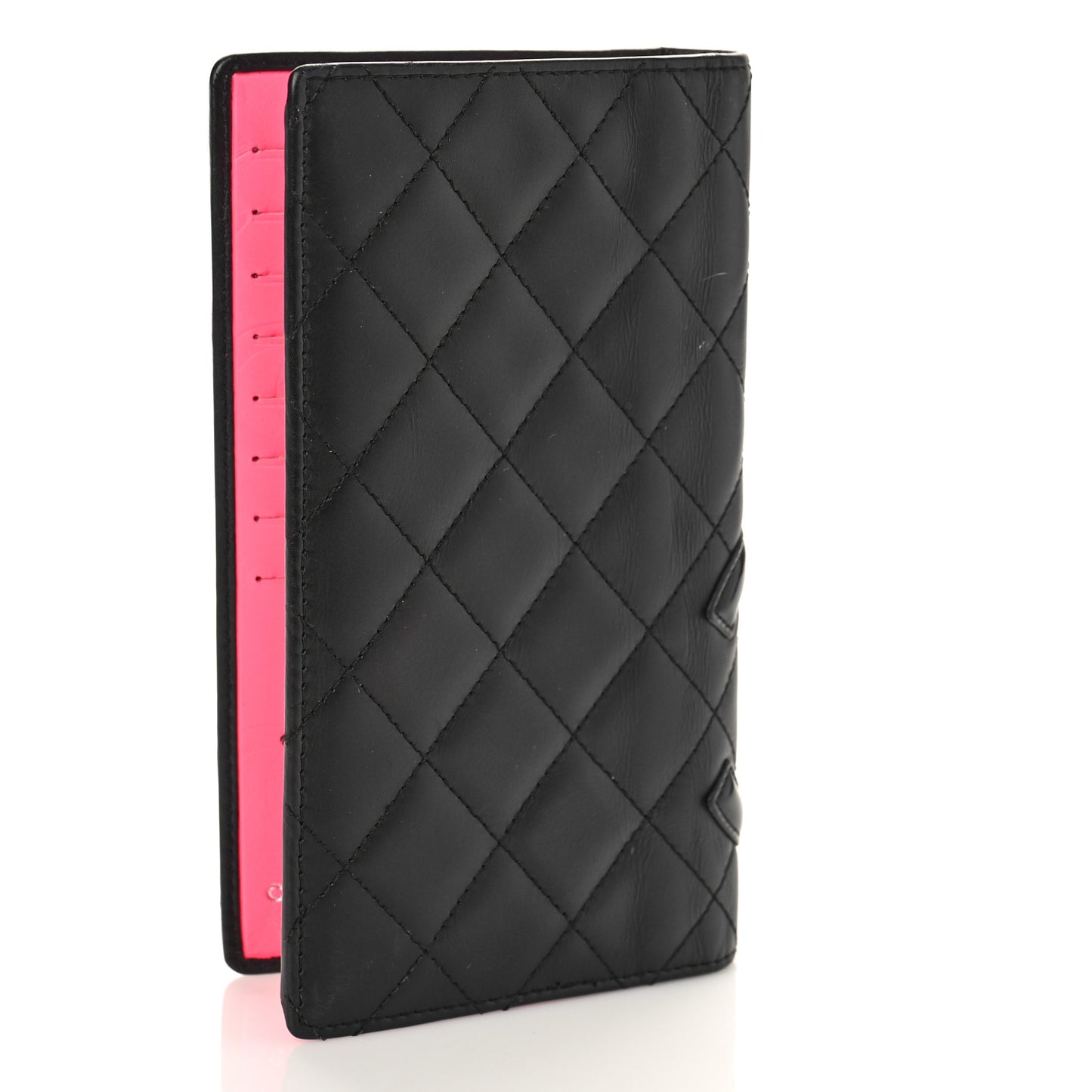 Calfskin Quilted Cambon Yen Wallet Black