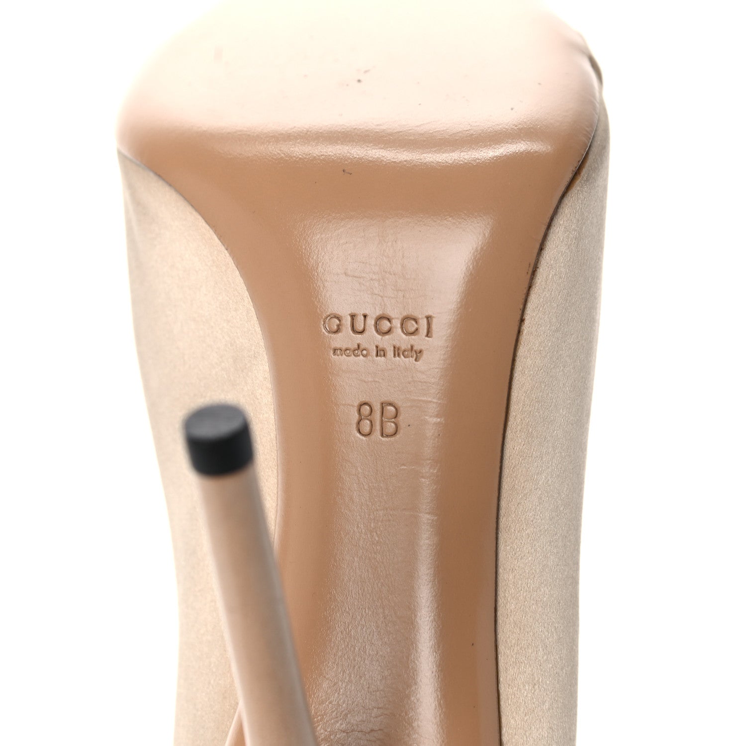 Gucci Satin Crystal Peep Toe Pumps 8 Champagne 7 of 19
