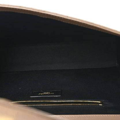 Saint Laurent Grain De Poudre Mixed Matelasse Large Triquilt Monogram Satchel Dark Beige 5 of 10