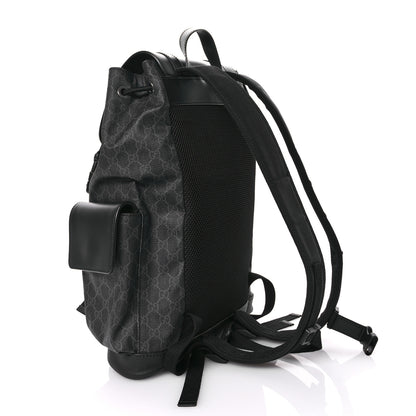 Gucci Soft GG Supreme Monogram Calfskin Web Double Buckle Backpack Black 2 of 9