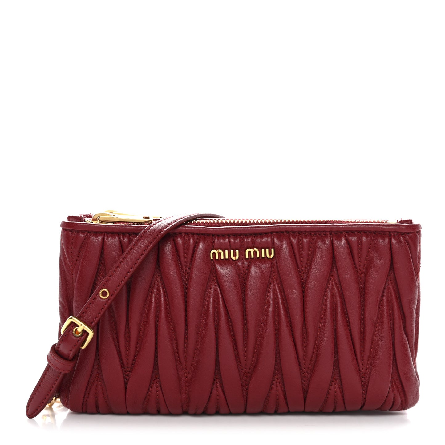 Nappa Matelasse Double Zip Crossbody Rubino
