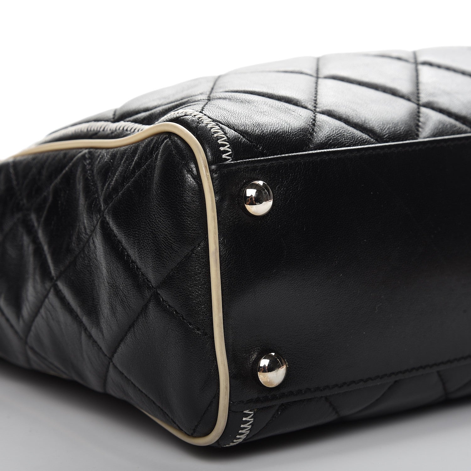 Chanel Glazed Lambskin Quilted Large North South Tote Black 9 of 11