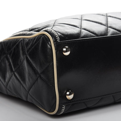 Chanel Glazed Lambskin Quilted Large North South Tote Black 9 of 11