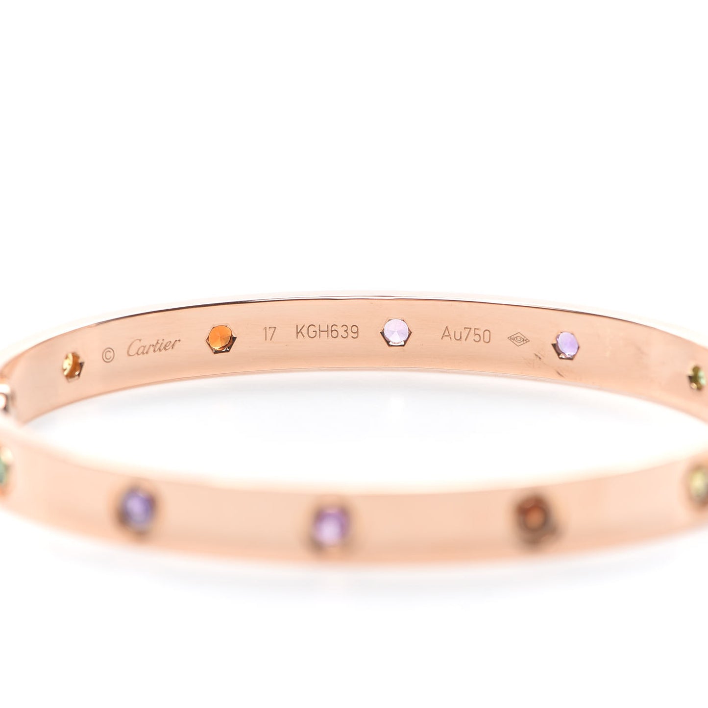 18K Pink Gold Sapphire Garnet Amethyst LOVE Bracelet 17