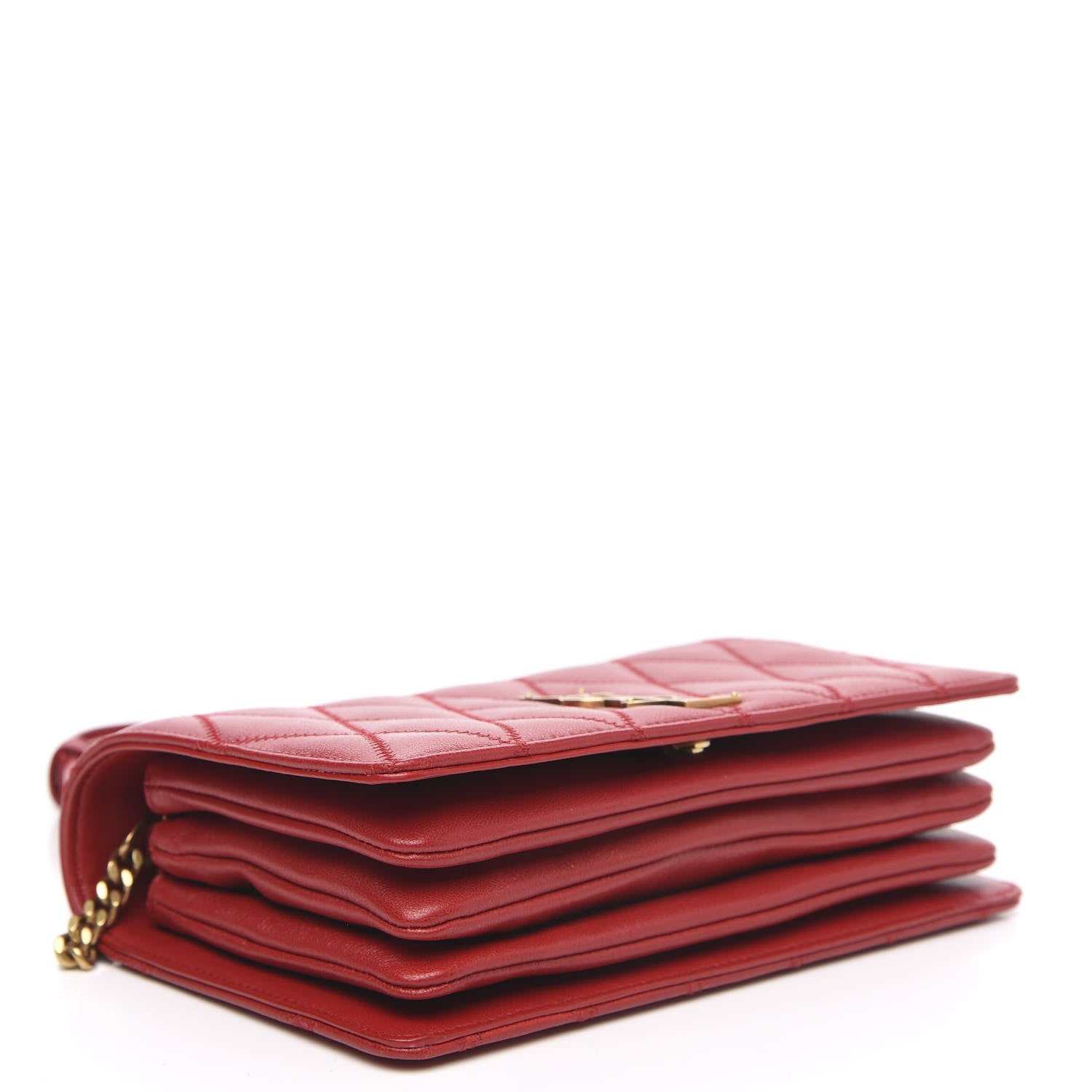 Saint Laurent Lambskin Diamond Quilted Monogram Angie Chain Bag Red 4 of 11