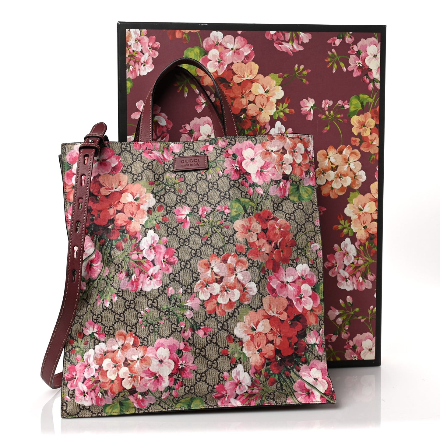 Soft GG Supreme Monogram Blooms Vertical Tote Beige Multicolor Dry Rose