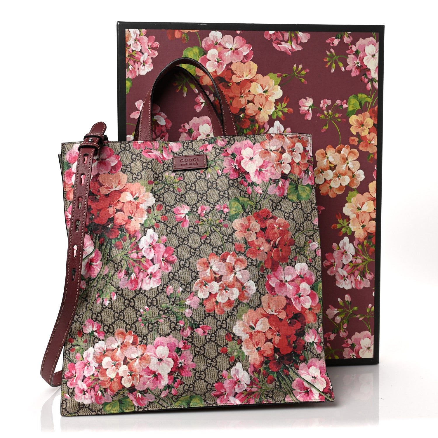 Gucci Soft GG Supreme Monogram Blooms Vertical Tote Beige Multicolor Dry Rose 11 of 11