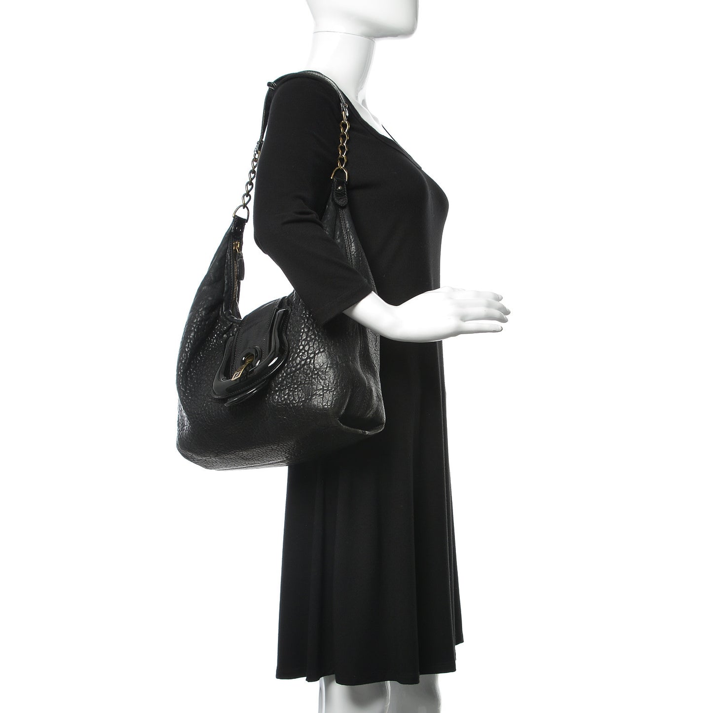 Nappa Patent B Buckle Hobo Black