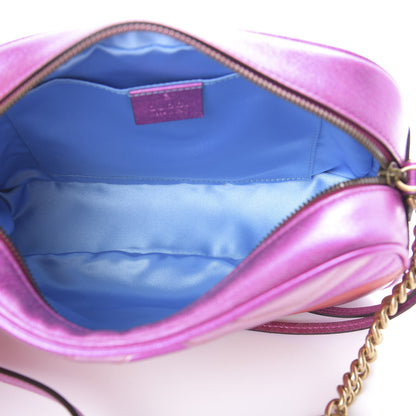 Gucci Laminated Nappa Matelasse Small GG Marmont Chain Shoulder Bag Fuxia Rosso Rosa 5 of 9