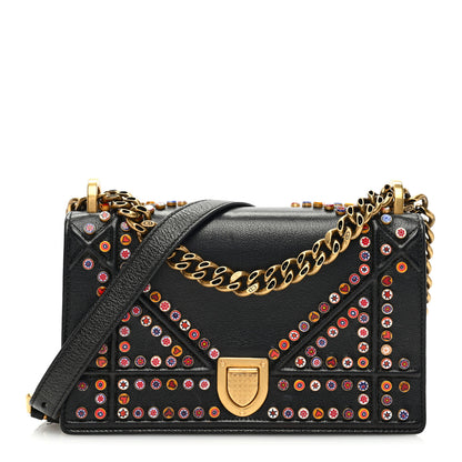 Christian Dior Calfskin Studded Small Diorama Flap Bag Black Multicolor 1 of 10