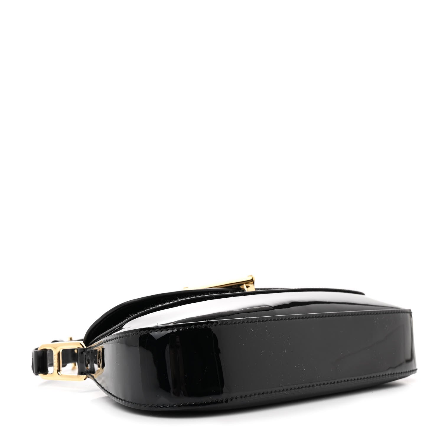 Prada Vernice Triangle Logo Flap Adjustable Strap Shoulder Bag Black 4 of 12