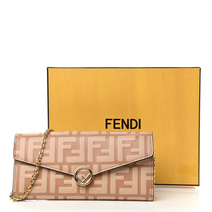 Fendi Vitello Termolagoon F is Fendi FF 1974 Embossed Continental Envelope Wallet On Chain Miele Scuro 11 of 11