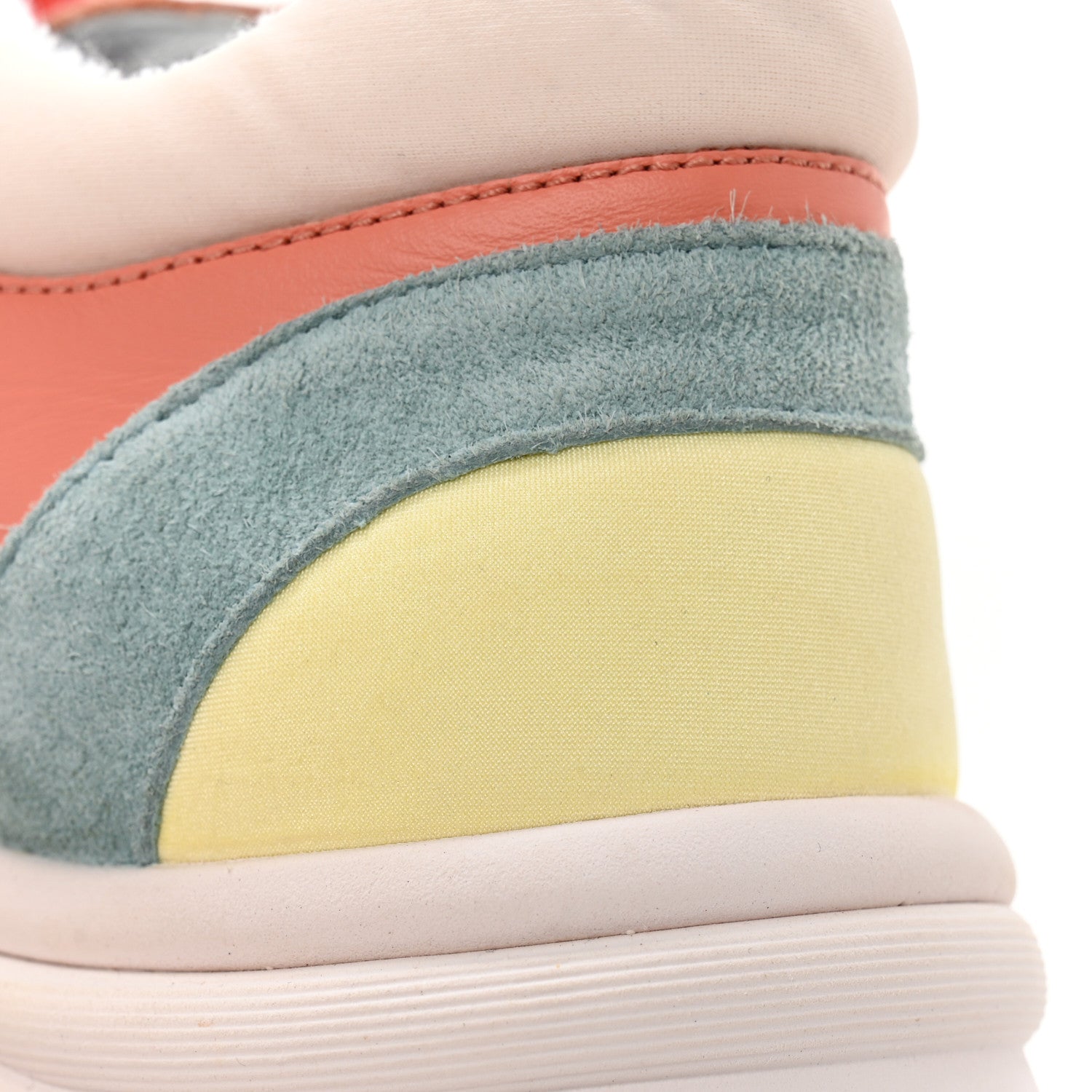 Chanel Nylon Lambskin Suede Calfskin CC Sneakers 38.5 Coral Light Blue White 9 of 9
