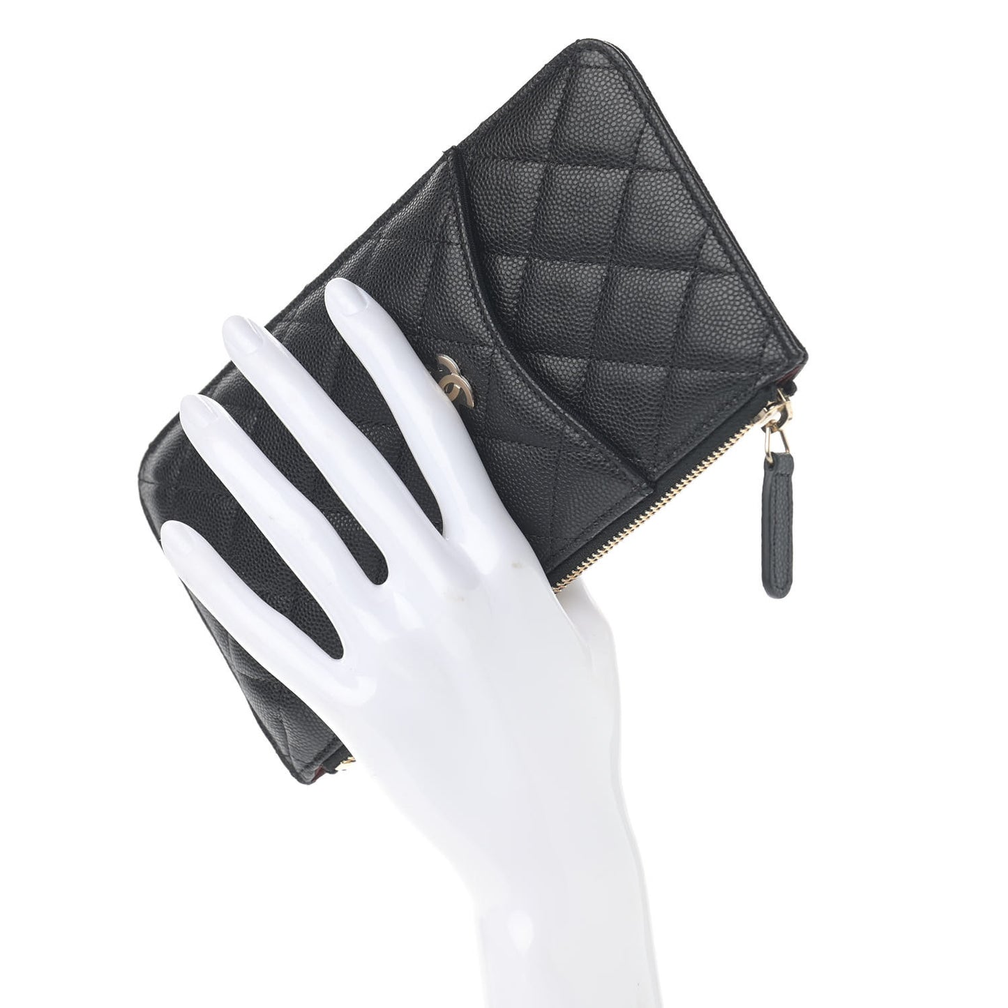 Caviar Quilted Classic Flat Wallet Pouch Black