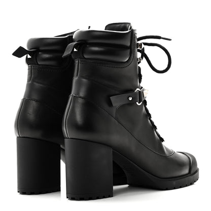 Valentino Garavani Calfskin Rockstud Cap Toe Combat Boots 37 Black 4 of 9