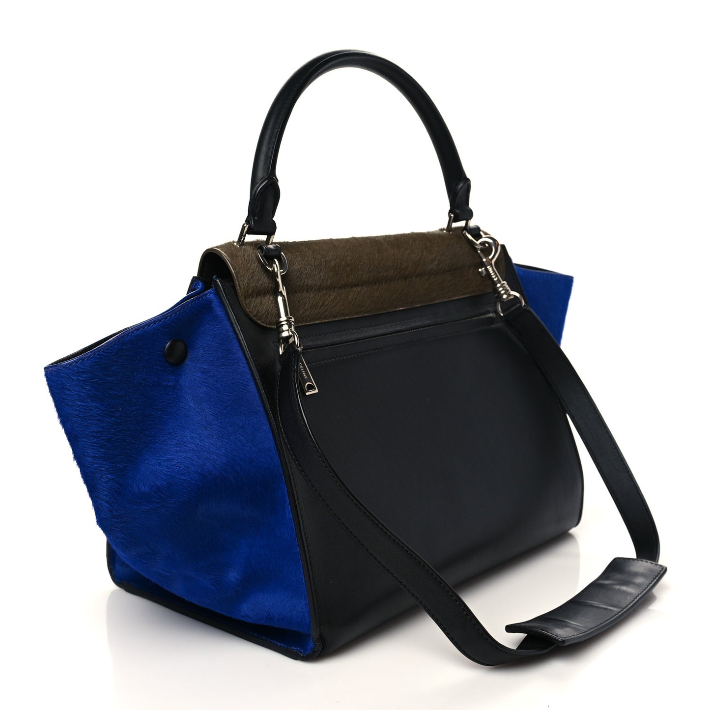 Pony Hair Smooth Calfskin Tri-Color Medium Trapeze Cobalt