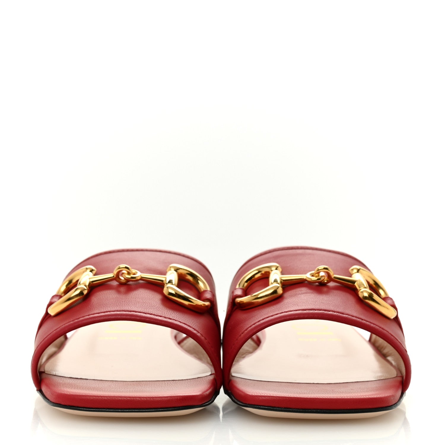 Gucci Nappa Horsebit Flat Slide Sandals 39 Red Blood 3 of 10