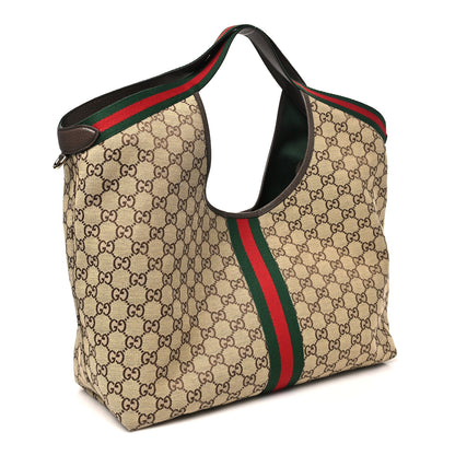 Gucci GG Monogram Web Large Giglio Tote Beige Brown 4 of 10