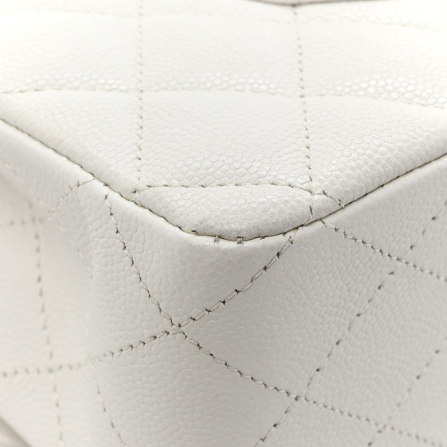 Caviar Quilted Medium Double Flap White