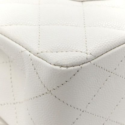 Chanel Caviar Quilted Medium Double Flap White 12 of 15