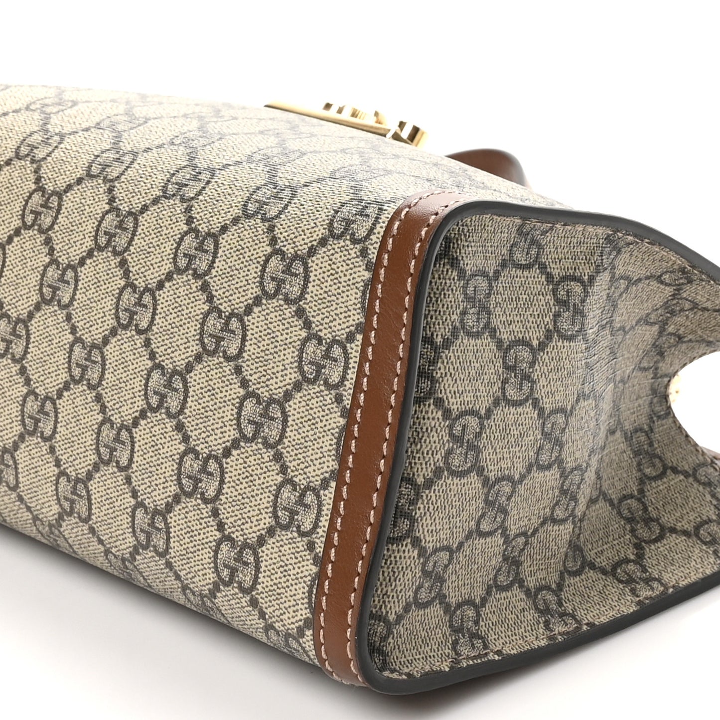 GG Supreme Monogram Calfskin Small Padlock Tote Beige Ebony Tuscany