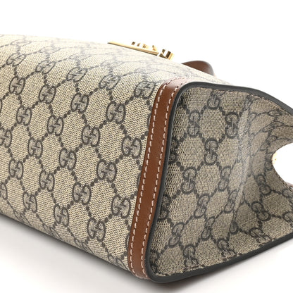 Gucci GG Supreme Monogram Calfskin Small Padlock Tote Beige Ebony Tuscany 10 of 10