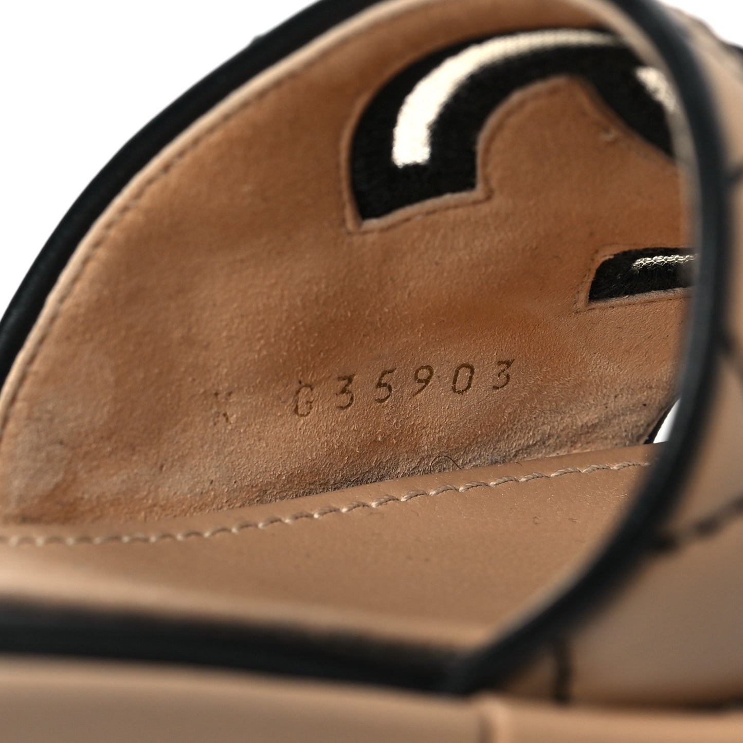Lambskin Quilted CC Mules 36 Beige Black